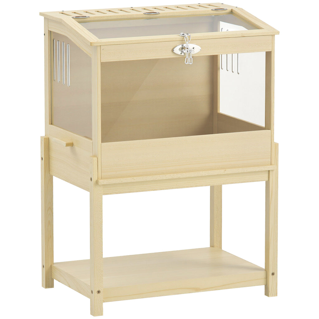 Cage à hamster en bois surélevée avec plateau de rangement couvercle ouvrable 83,2 x 50 x 103 cm effet bois naturel-0