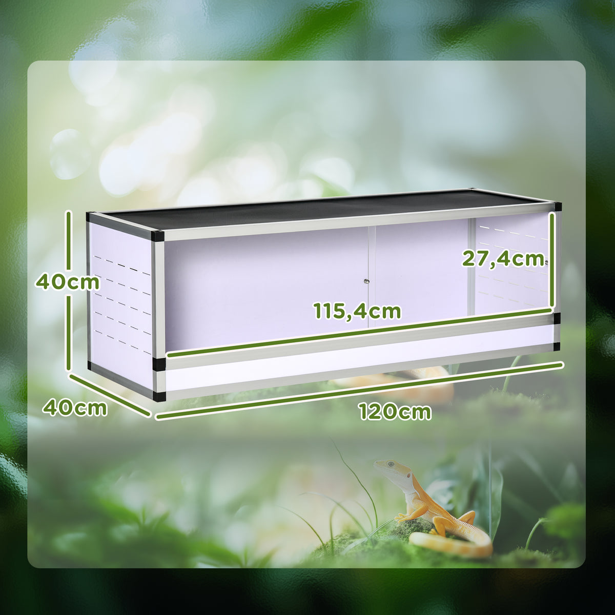 Terrarium en Aluminium Enclos en Maille pour Amphibiens Araignées et Reptiles 120 x 40 x 40 cm Blanc-2