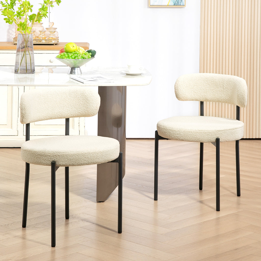 Lot de 2 chaises de salle à manger avec dossier en tissu pieds en acier 51 x 51 x 76 cm beige noir-9