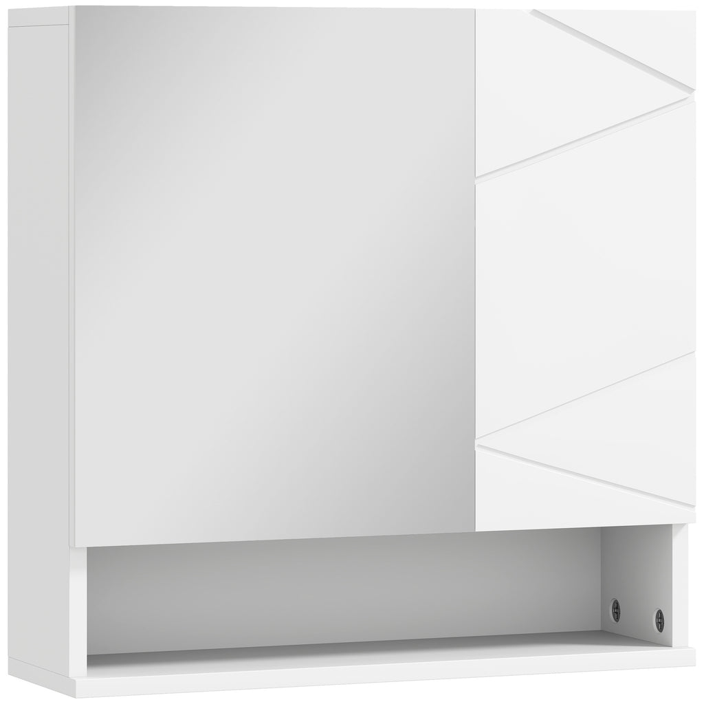 Armoire murale miroir de salle de bain placard de rangement 2 portes 55 x 17 x 55 cm blanc-0