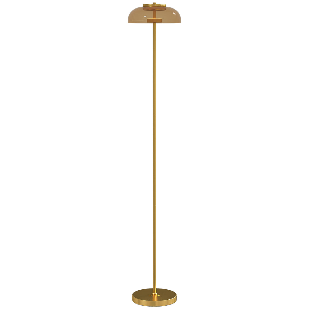 Lampadaire sur pied de salon, lampe salon LED avec lumière chaude 3000 K et interrupteur à pied, Ø25x134cm, ton laiton-0