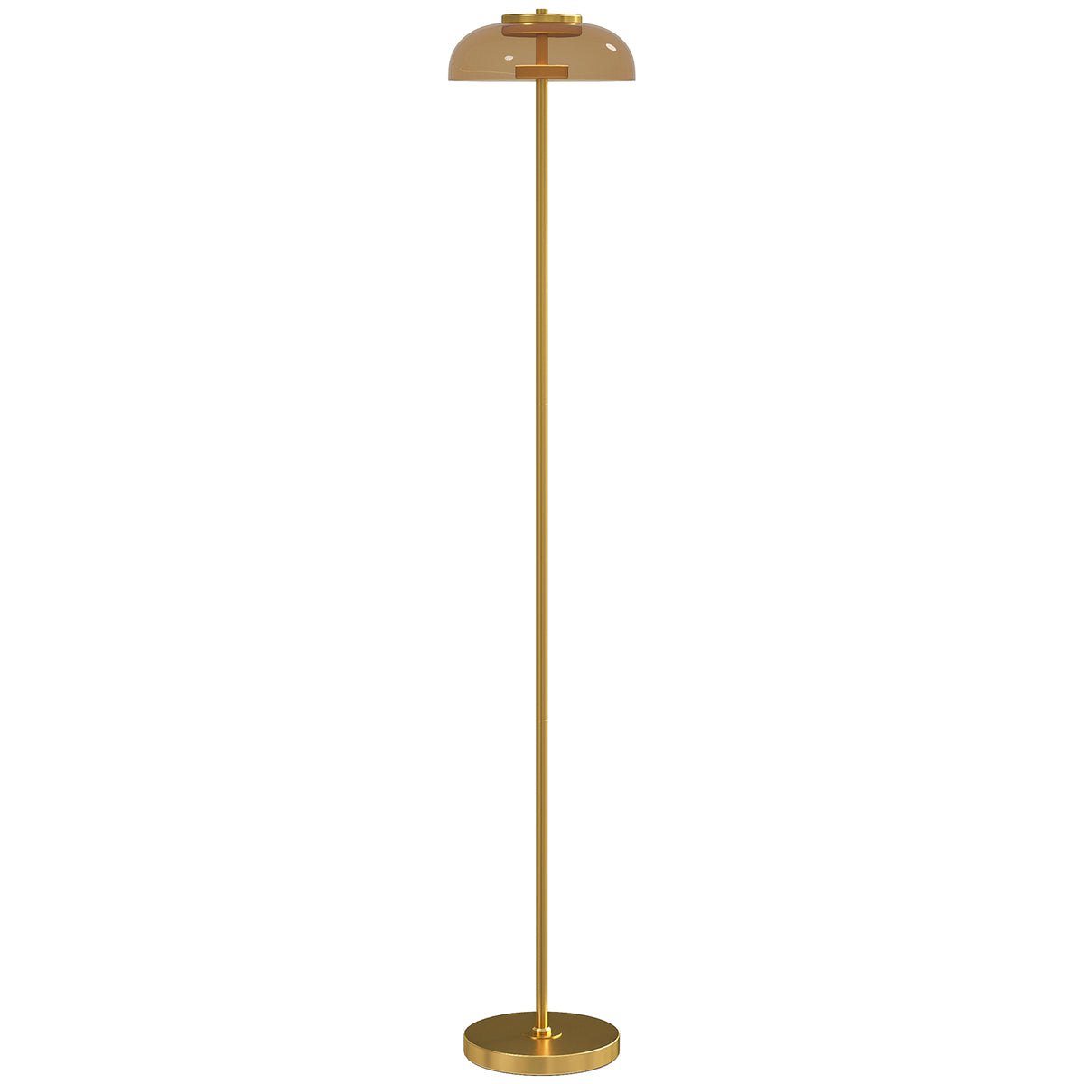 Lampadaire sur pied de salon, lampe salon LED avec lumière chaude 3000 K et interrupteur à pied, Ø25x134cm, ton laiton-0