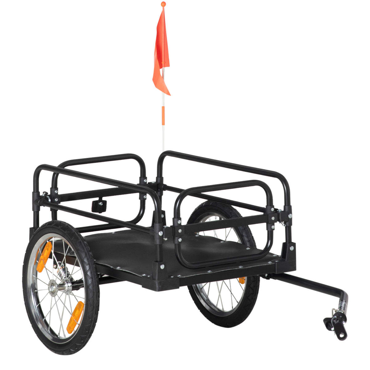 Remorque pliable pour vélo en acier roues 16 pouces charge max. 40 kg avec barre d'attelage universelle-0