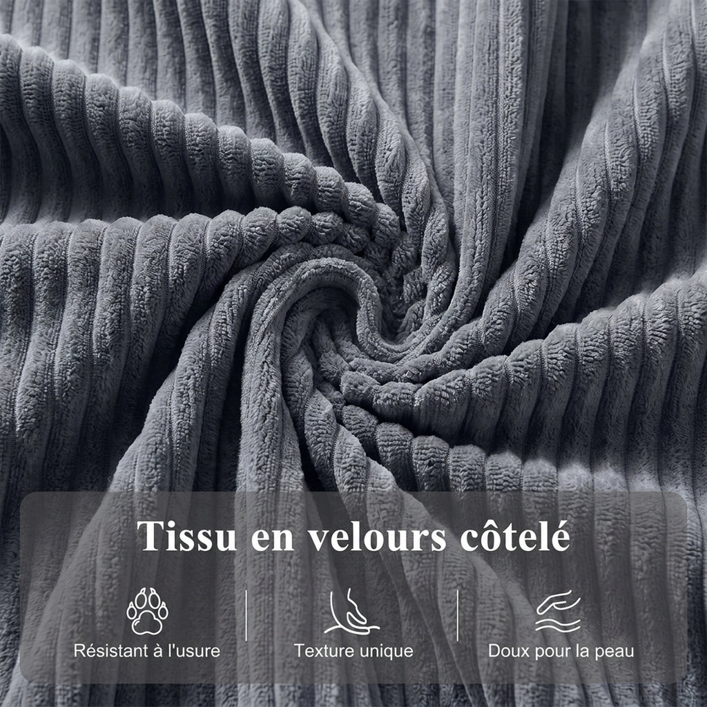 Fauteuil releveur électrique, fauteuil relax électrique velours côtelé, dossier inclinable, ports USB, 96x96x108cm, gris-5