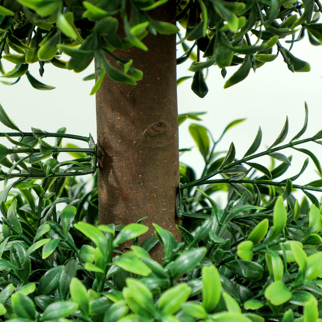 Lot de 2 arbres artificiels 101,6 cm 3 boules de buis topiaires fausse plante vert PE avec pot intérieur et extérieur-8