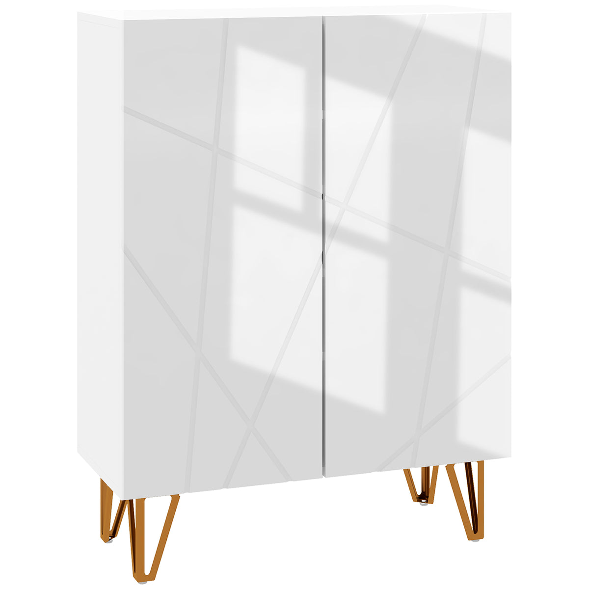 Meuble à chaussures meuble de rangement à chaussures 2 portes étagères réglables 72 x 31,5 x 95 cm blanc laqué-0