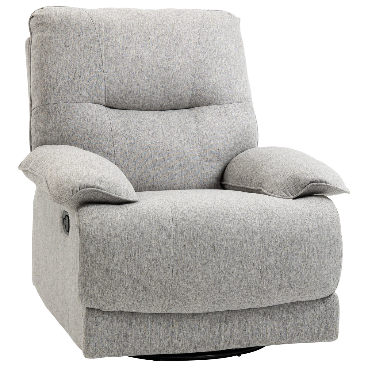 Fauteuil de relaxation inclinable manuellement avec repose-pied ajustable tissu aspect lin gris clair-0