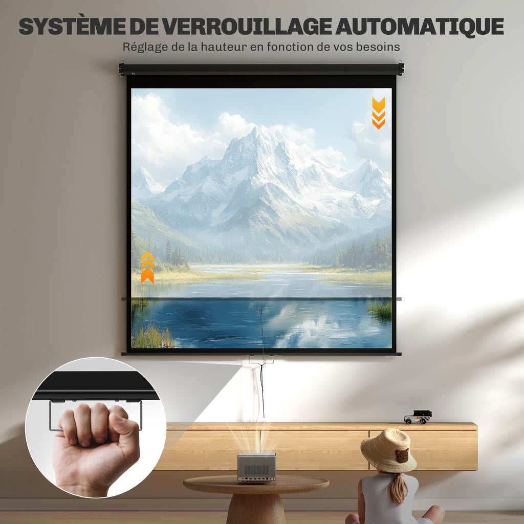 Écran de projection TV et Home Cinema de 99 Pouces vidéo projecteur 1:1 4K HD, 178L x 178H cm-3