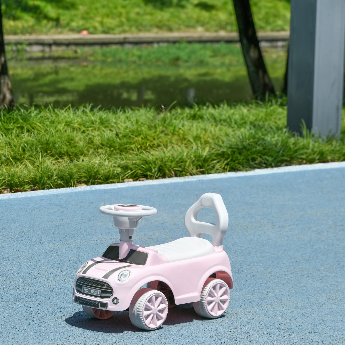 Porteur Enfants Voiture 18-36 Mois Volant klaxon et Butée Anti-bascule Charge 25 kg 53x25x35 cm Rose-1