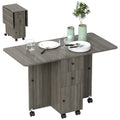 Table de cuisine pliable table à manger pliante 2 plateaux rabattables avec 2 tiroirs 1 placard gris-0