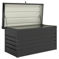 Coffre de rangement métal boîte de jardin 350L double vérins à gaz  verrouillable pour coussins outils gris anthracite-0