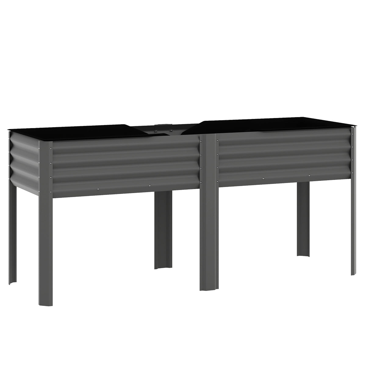 Potager sur Pieds en Métal, Jardinière Surélevée en Métal 241L avec Barres Renforcées et Tissu Non-Tissé, Gris Foncé-0