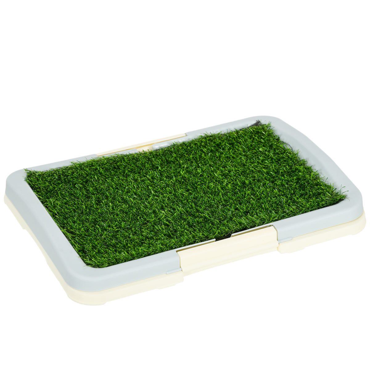 Toilette pour chien litière avec tapis en gazon artificiel plateau et panneau grillagé 46,5 x 34 cm-0