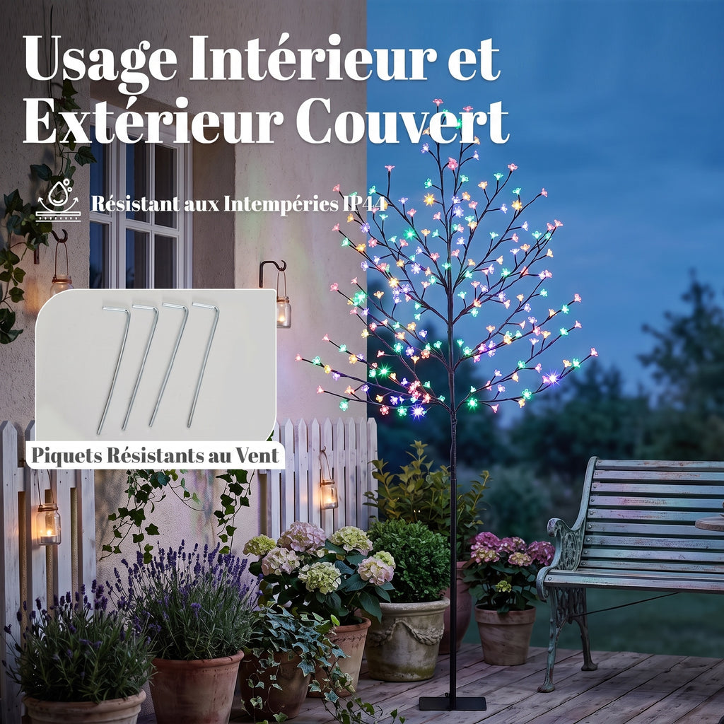 Arbre lumineux 180cm Cerisier Artificiel Lumineux  200 LED et 20 Branches Flexibles, Décoration Intérieure et Extérieure-6