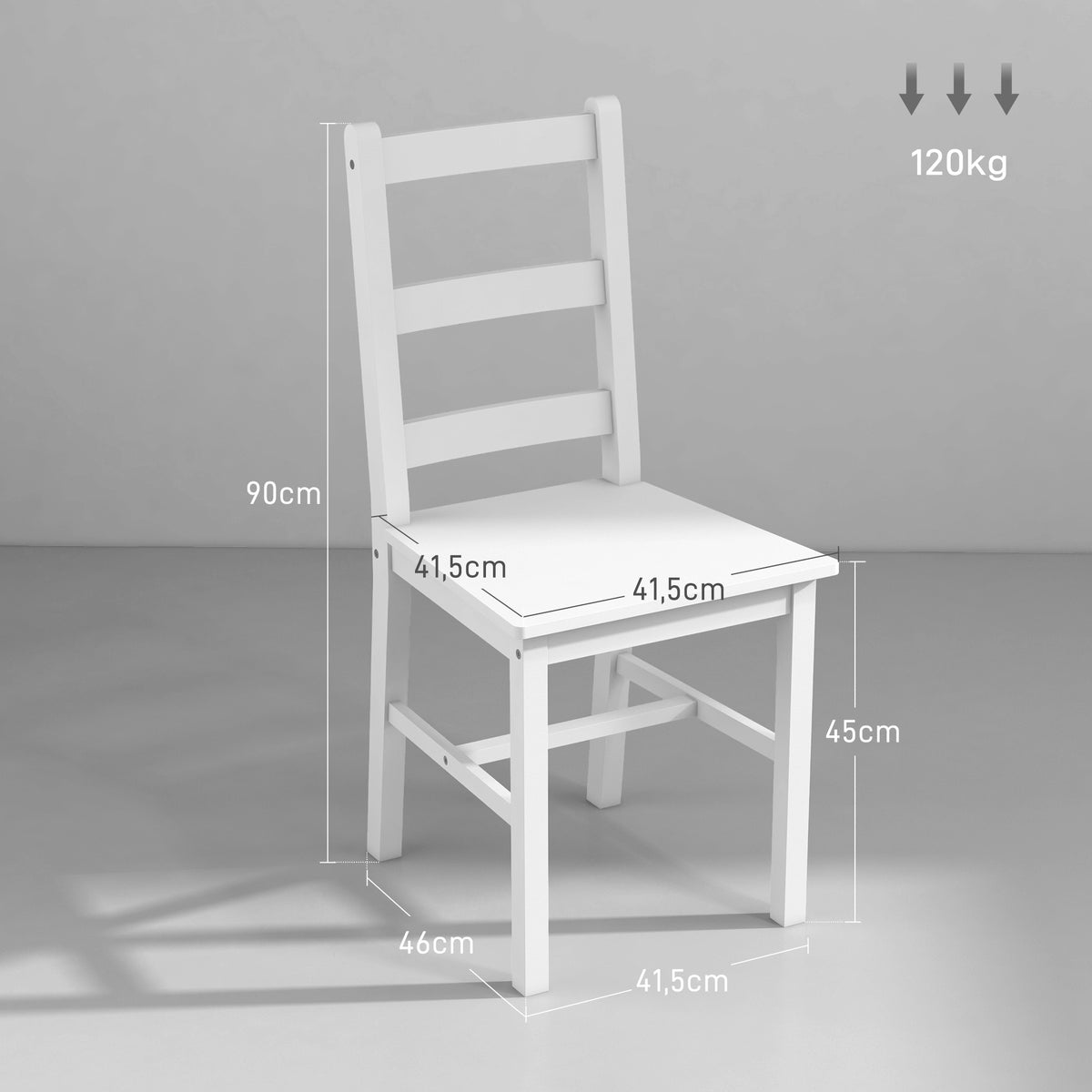 Lot de 2 chaises de salle à manger en bois massif de pin chaise de cuisine dossier lattes esprit campagne blanc-2