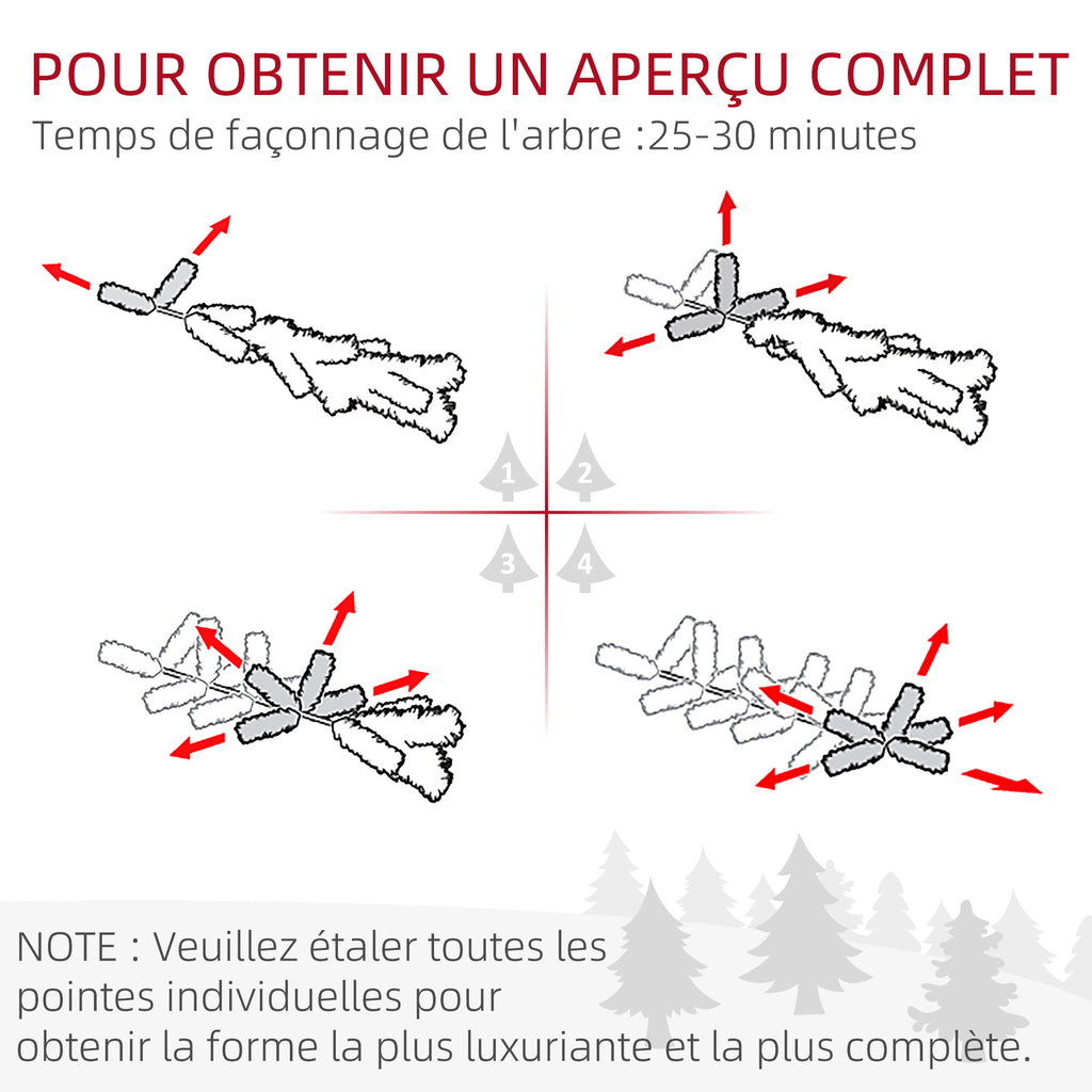 Sapin de Noël Artificiel 180 cm Arbre de Noël avec support en acier pliable, 1061 branches, décoration de Noël, vert-6