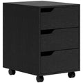 Caisson bureau mobile, meuble rangement bureau sur roulettes, 3 tiroirs, 40x50x57,5cm, noir-0