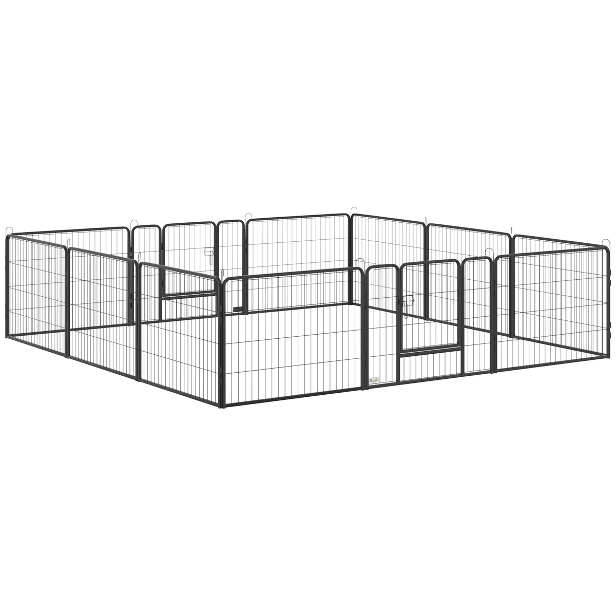 Parc pour chien, enclos chien 12 panneaux modulable et pliable, enclos portable en acier 60H cm avec porte, clôture pour chat, chiens de petit taille, intérieur et extérieur, gris-0