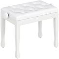 Banc de piano, banc de clavier réglable en hauteur en bois massif, siège rembourré, 64 x 35 x 45-55 cm, blanc-0