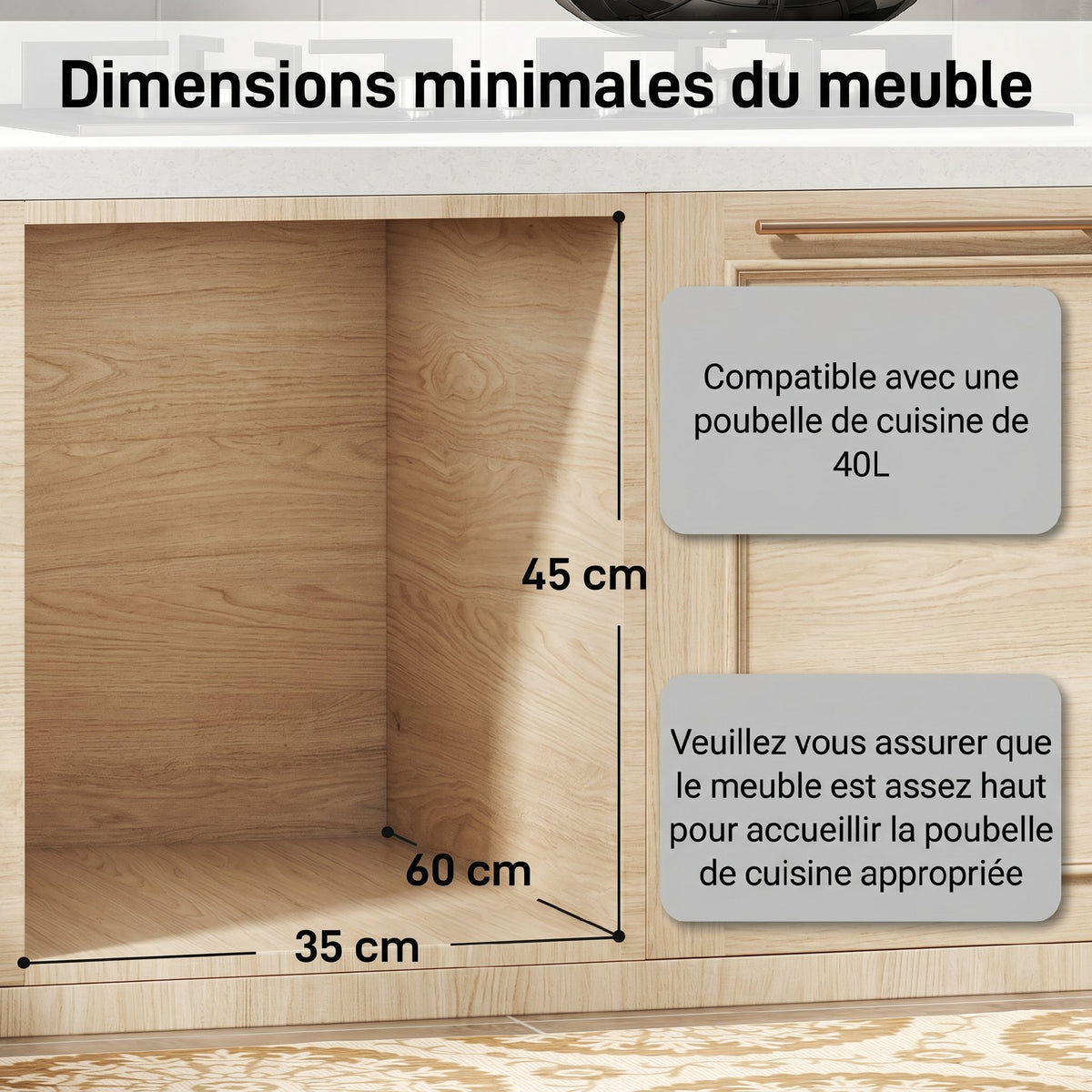 Poubelle sous évier coulissante, poubelle de tri sélectif, 2 x 20L, seaux intérieurs amovibles, 52 x 33,5 x 41 cm, noir-5