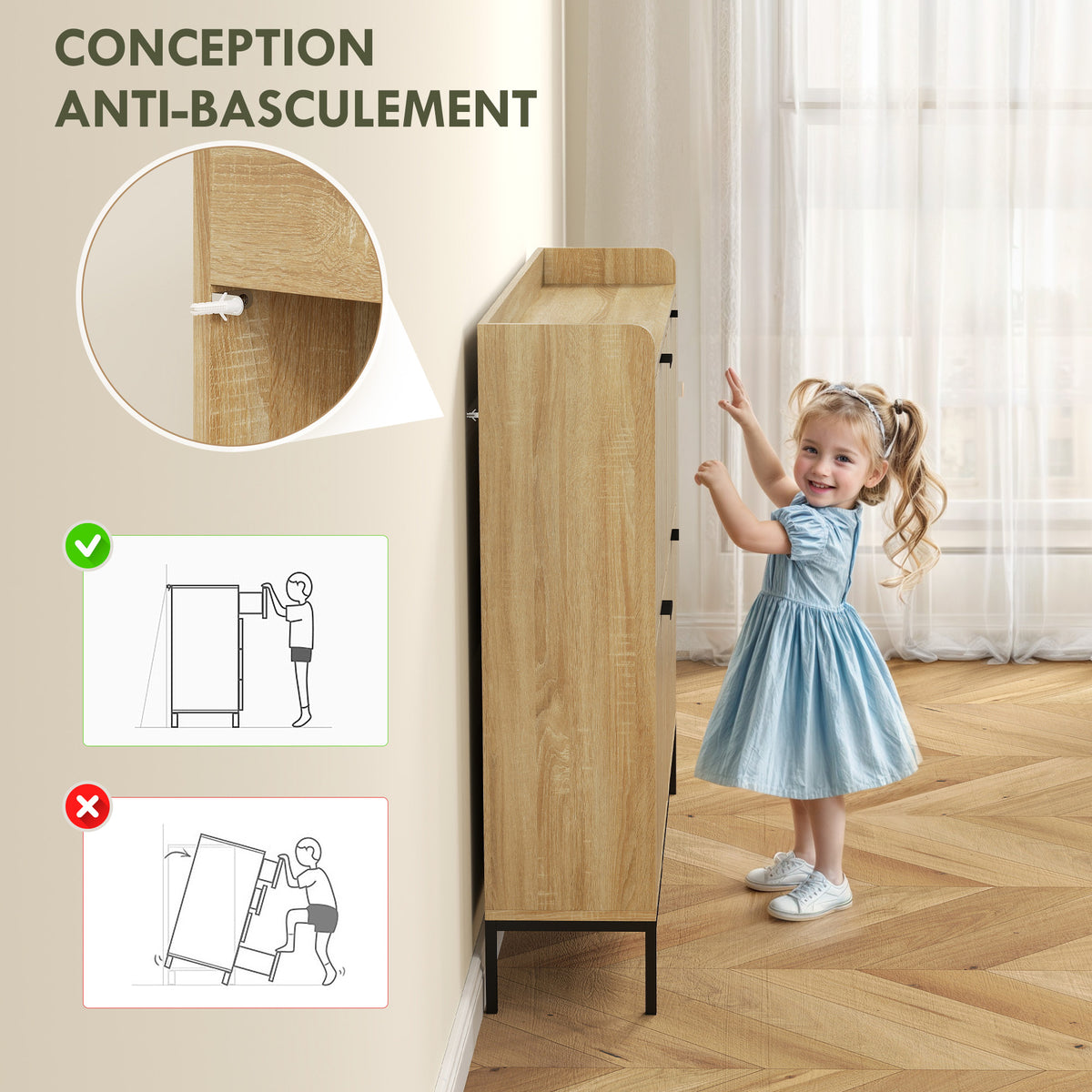 Meuble à chaussures 16 paires avec 4 tiroirs, portes rabattables, étagères réglables, 110 x 23,5 x 95,5 cm, chêne-7