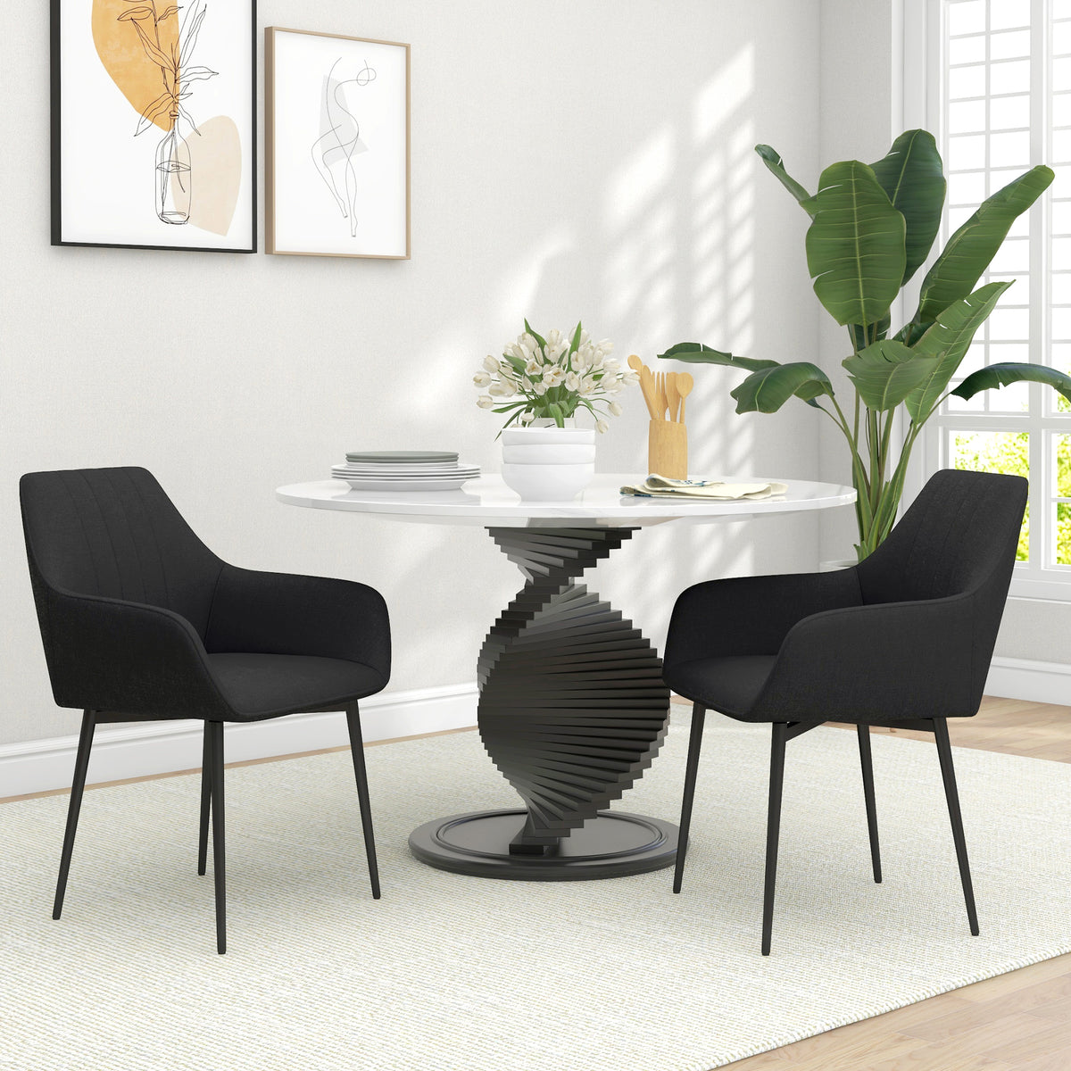 Chaises de Salle à Manger Chaises de Visiteur Design scandinave - Lot de 2 chaises - Pieds effilés métal Noir-1