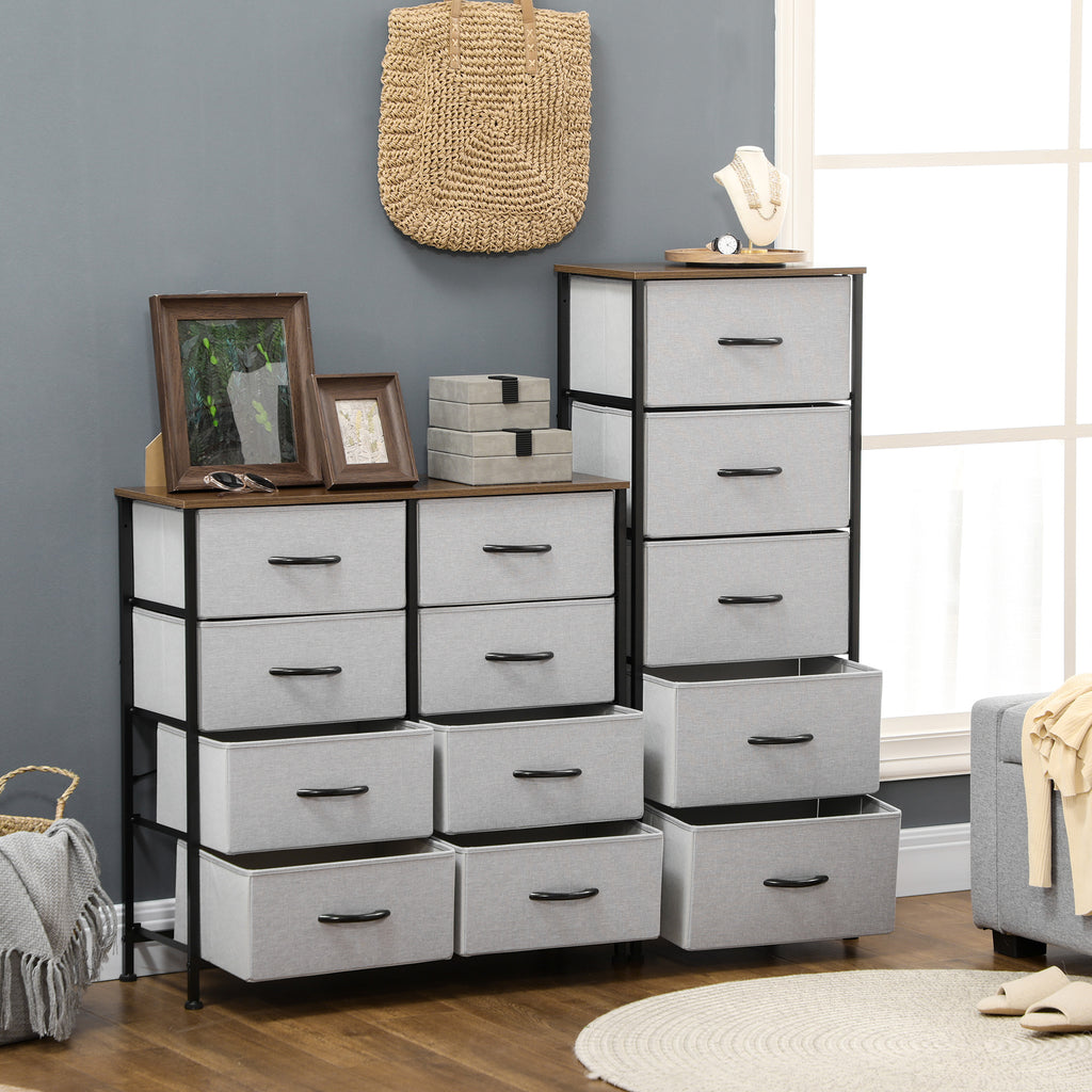 Commode 5 tiroirs meuble de rangement tiroir en tissu pliant - structure acier noir - 45 x 30 x 116 cm gris-6