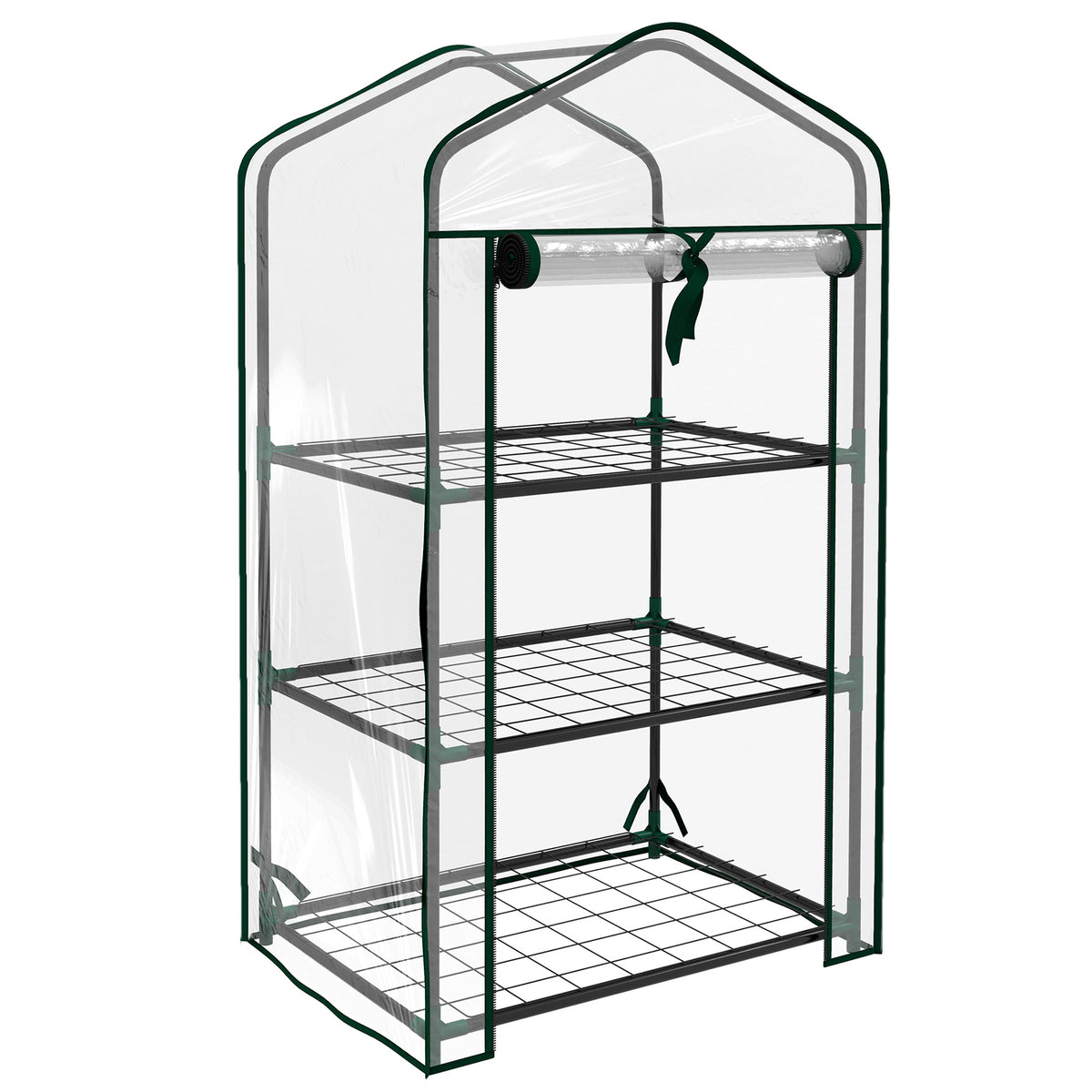 Serre de Jardin étagère 3 Niveaux dim. 59L x 39l x 127H cm métal thermolaqué Vert transparent-0