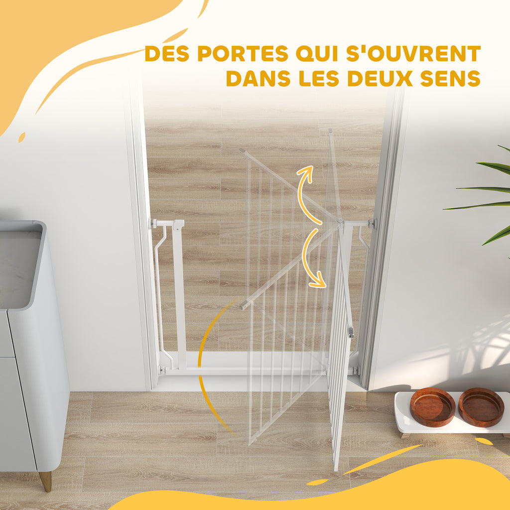 Barrière de sécurité barrière pour animal domestique longueur réglable dim. 75-85L x 76H cm blanc-7