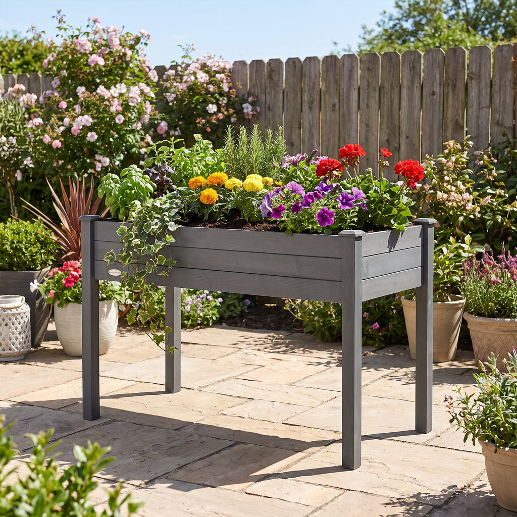 Jardinière sur Pieds Potager dim. 122,5L x 56,5l x 76H cm Inserts d'irrigation + Feutre de Drainage Bois Massif Sapin-8