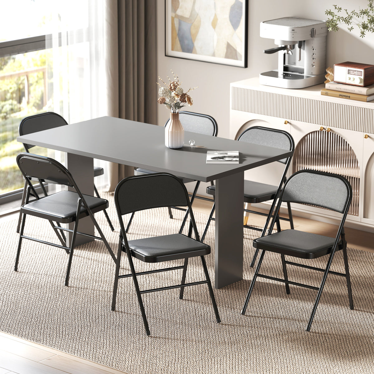 Lot de 6 chaises pliantes chaises de salle à manger portables cadre en acier 45 x 46 x 78 cm noir-7