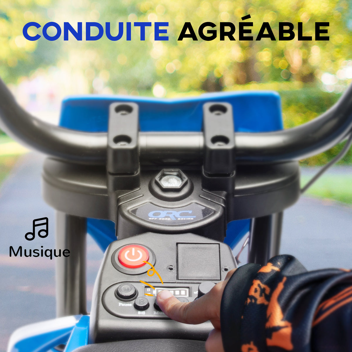 Moto électrique pour enfant moto cross pour enfants de 3 à 6 ans 2 moteurs 12V vitesse 5 km/h 109,5x60x72,5cm bleu-6