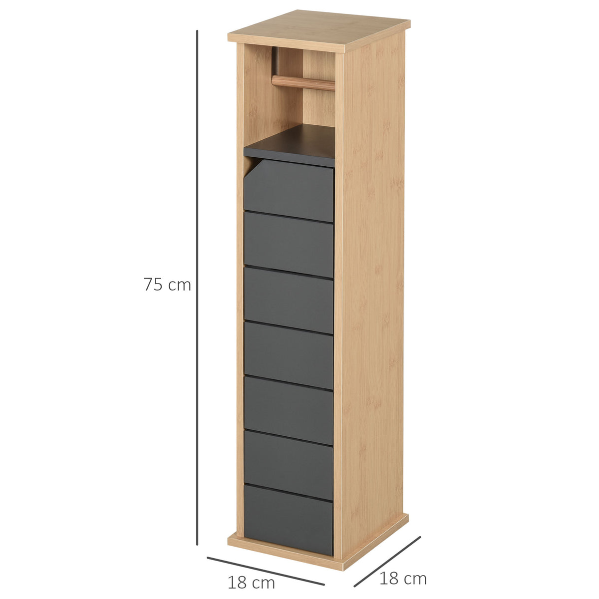 Support Papier Toilette - Porte-Papier Toilette - 2 Niveaux MDF Gris Bambou-2