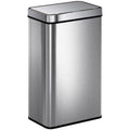Poubelle à capteur 60 L avec couvercle à fermeture douce, poubelle de cuisine automatique en acier inoxydable, argenté-0