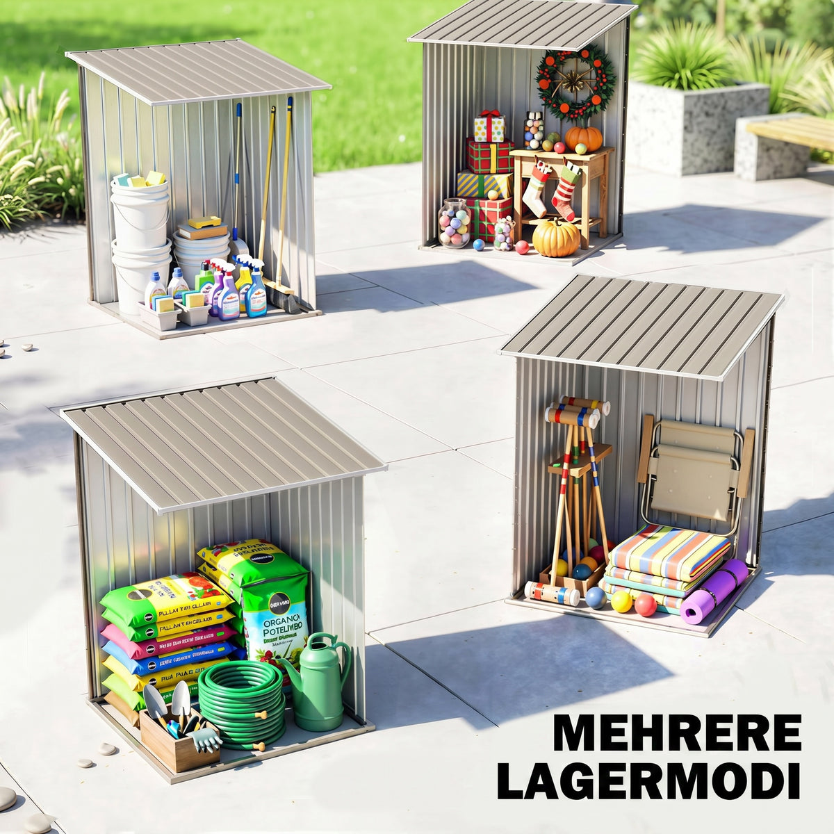 Abri de Jardin 1m² - Remise pour Outils - cabanon Porte verrouillable - dim. 1L x 1,03l x 1,6H m - tôle d'acier ondulée-6