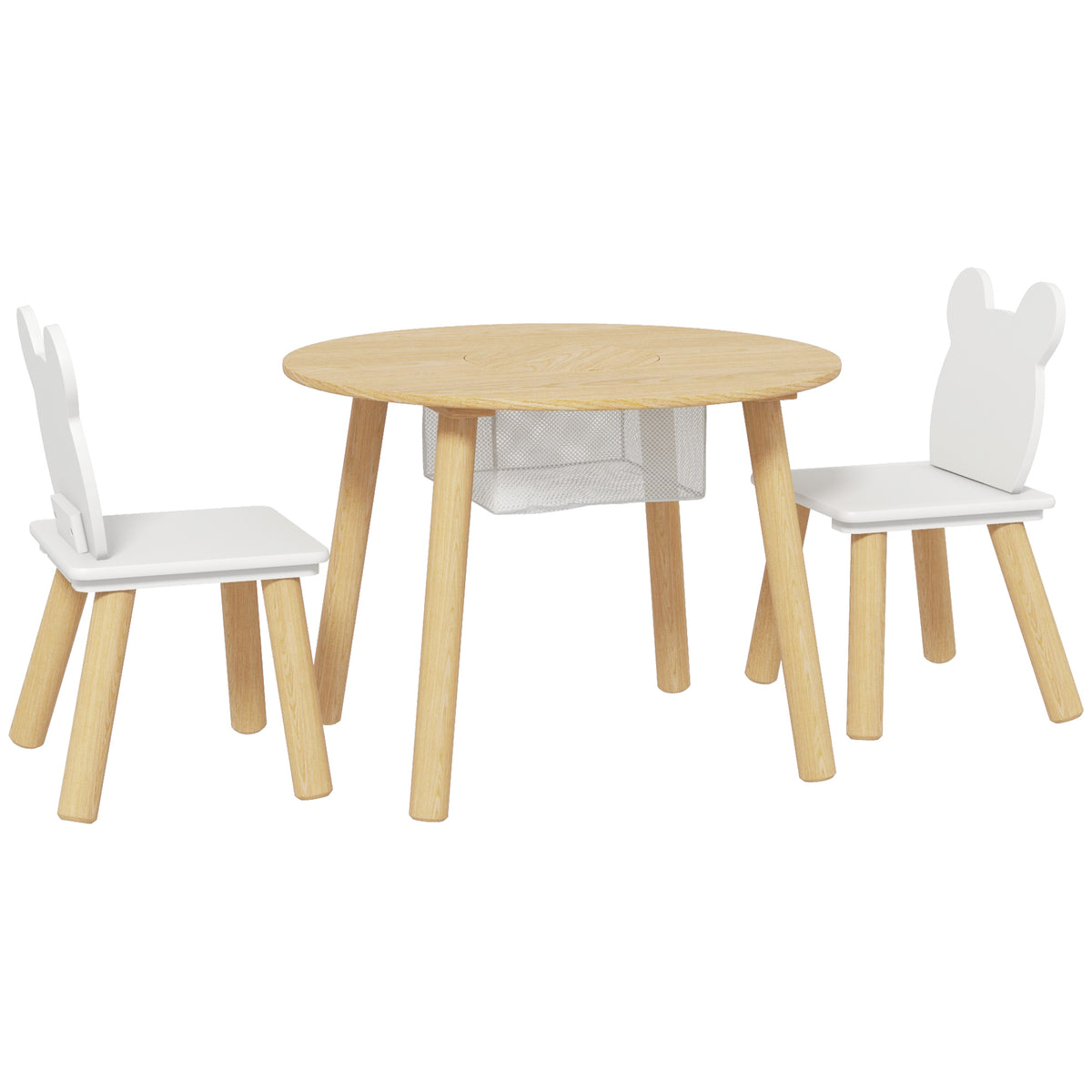 Ensemble 1 table ronde, 2 chaises pour enfant 3 pièces, dossier en forme d'ours, activités, bricolage, repas, 3-6 ans-0