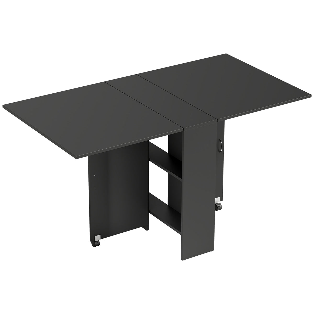Table pliante de cuisine salle à manger amovible sur roulettes 75 x 140 x 74 cm coloris noir-0