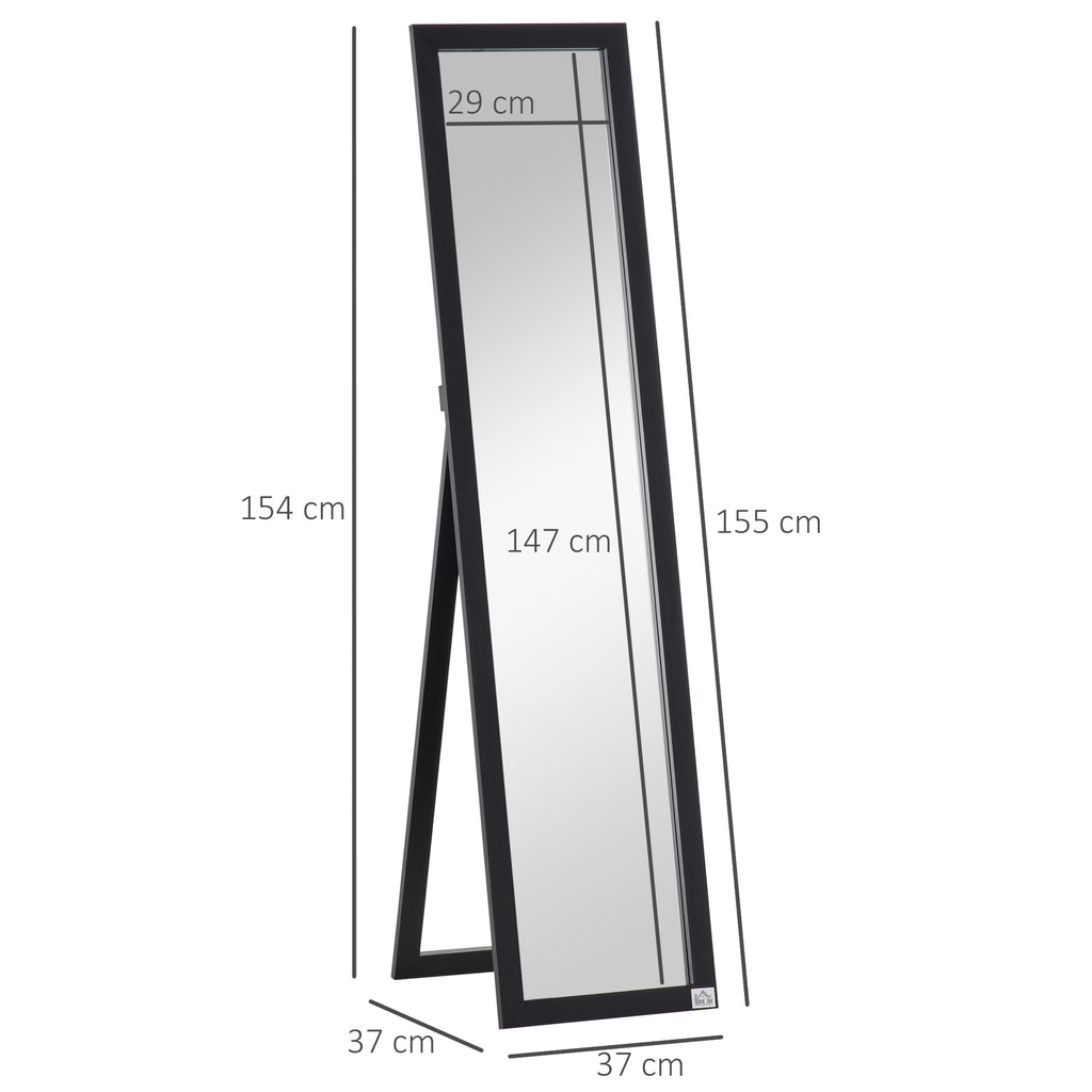 Miroir sur Pied et Mural Rectangulaire, Miroir de Sol Pleine Longueur pour Dressing, Chambre, Salon, 37 x 37 x 154 cm, Noir-2