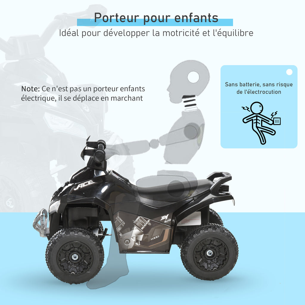 Porteur Enfants Quad 18-36 Mois dim. 67L x 38l x 44H cm Effets Lumineux et sonores Noir-5