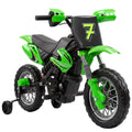 Moto Électrique Enfants 12 V, Vitesse Max 3 Km/h, Batterie au Lithium, Double Moteur, Suspension Arrière, Vert-0