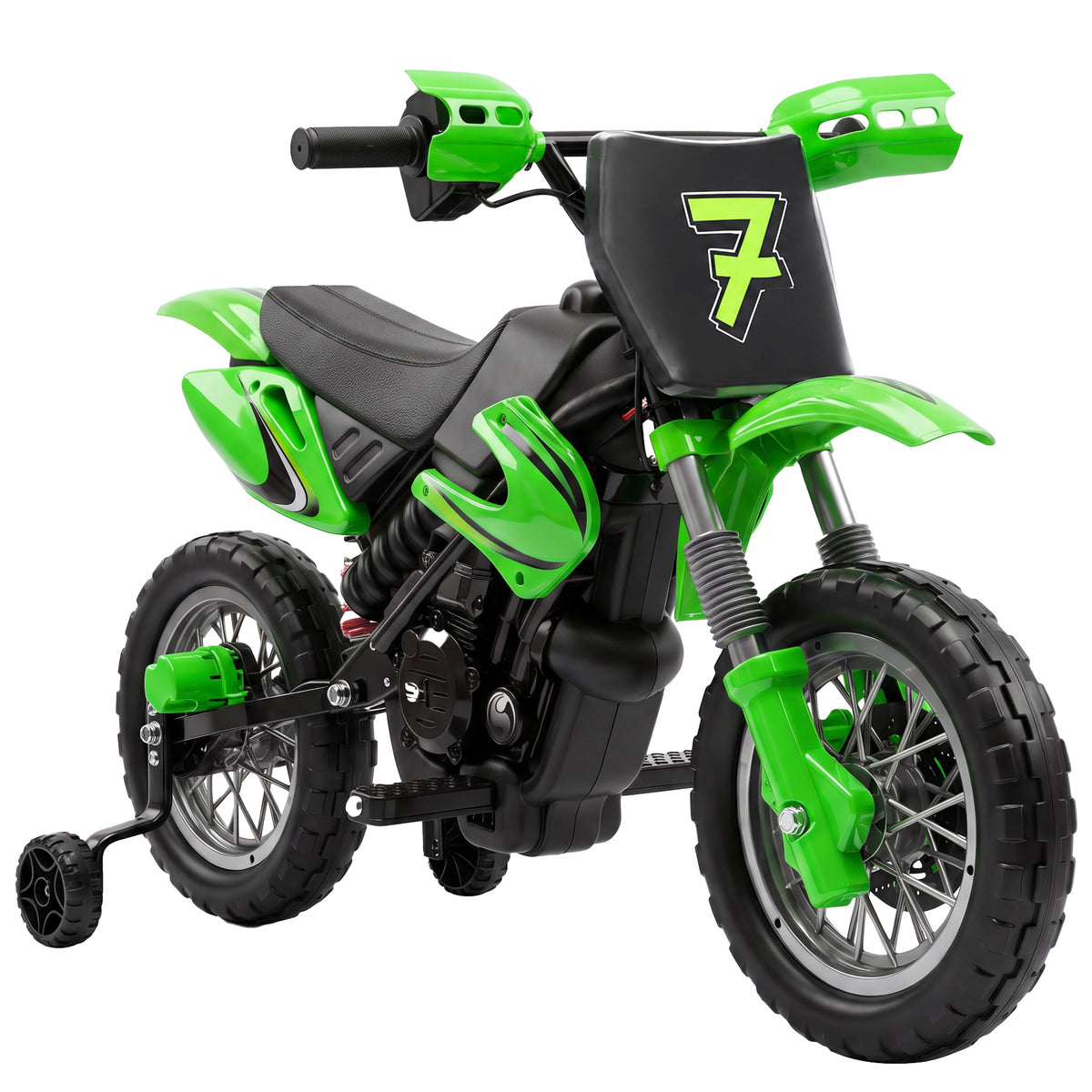 Moto Électrique Enfants 12 V, Vitesse Max 3 Km/h, Batterie au Lithium, Double Moteur, Suspension Arrière, Vert-0