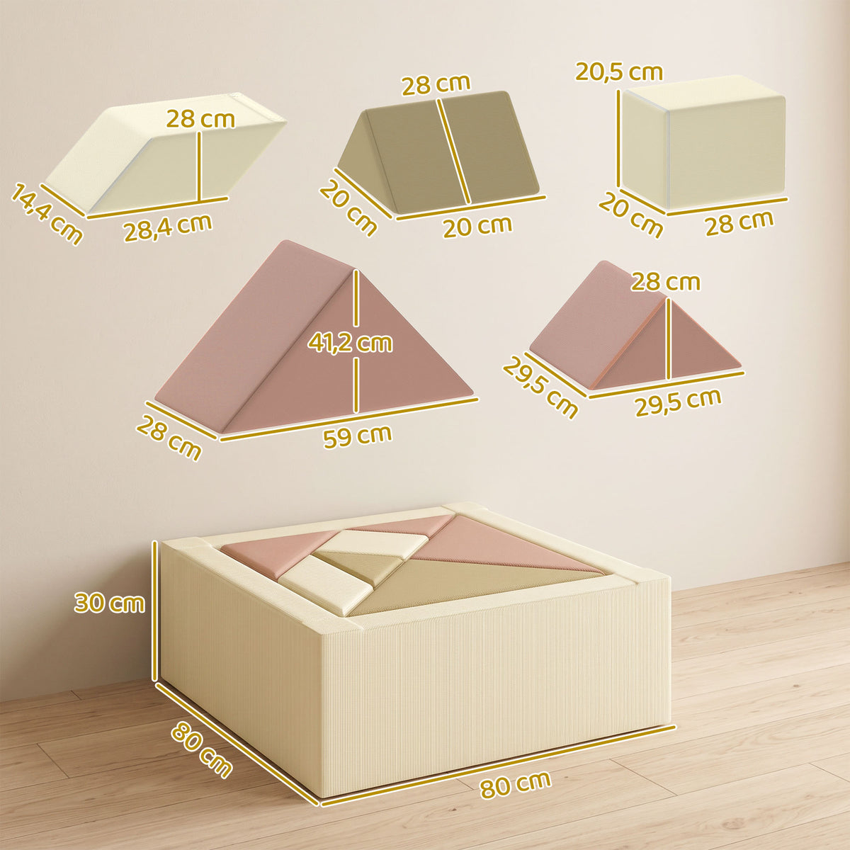 Parcours motricité bébé 9PCS avec piscine à balles, module en mousse souple avec housse en velours côtelé, multicolore-2