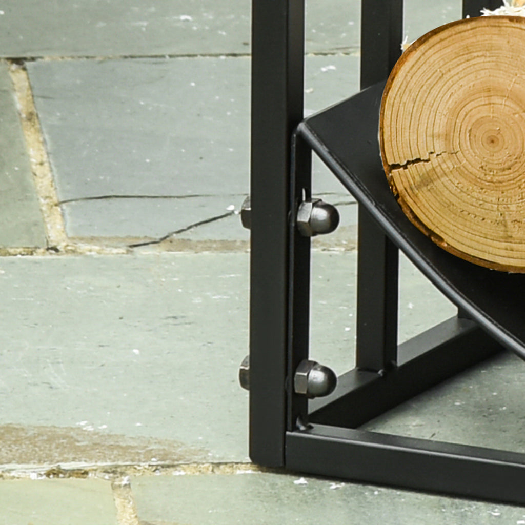 Range bûches Porte-bûches range rack à bûches support étagère à bois de cheminée charge max. 60 kg dim. 60,5L x 36l x 46,5H cm métal époxy noir-8