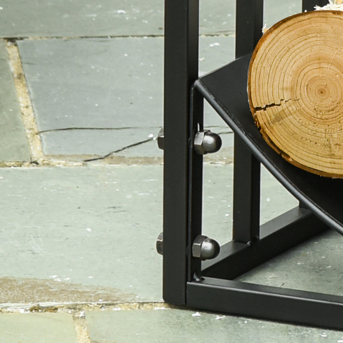 Range bûches Porte-bûches range rack à bûches support étagère à bois de cheminée charge max. 60 kg dim. 60,5L x 36l x 46,5H cm métal époxy noir-8