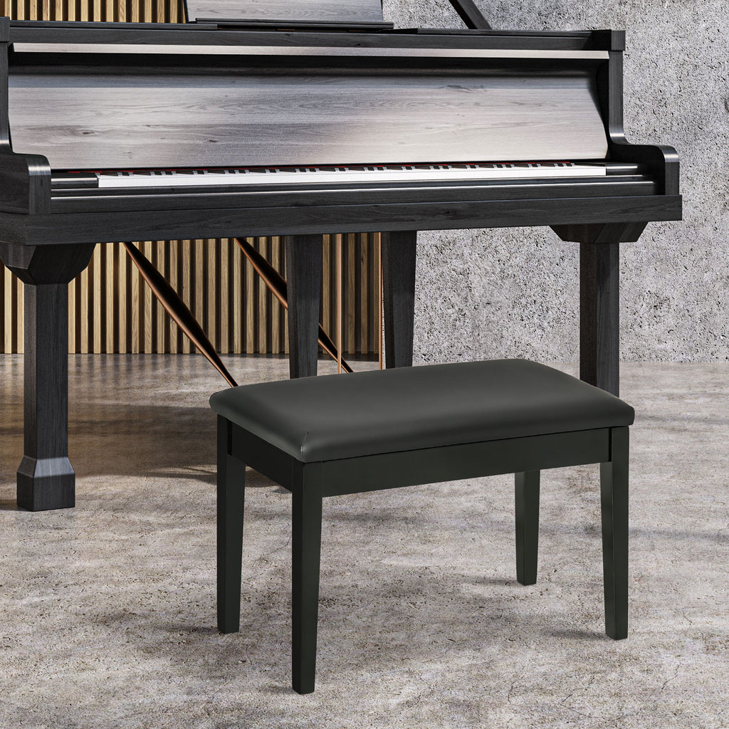 Banc pour piano avec assise rembourrée pieds en bois massif revêtement synthétique 75 x 35 x 49 noir-1