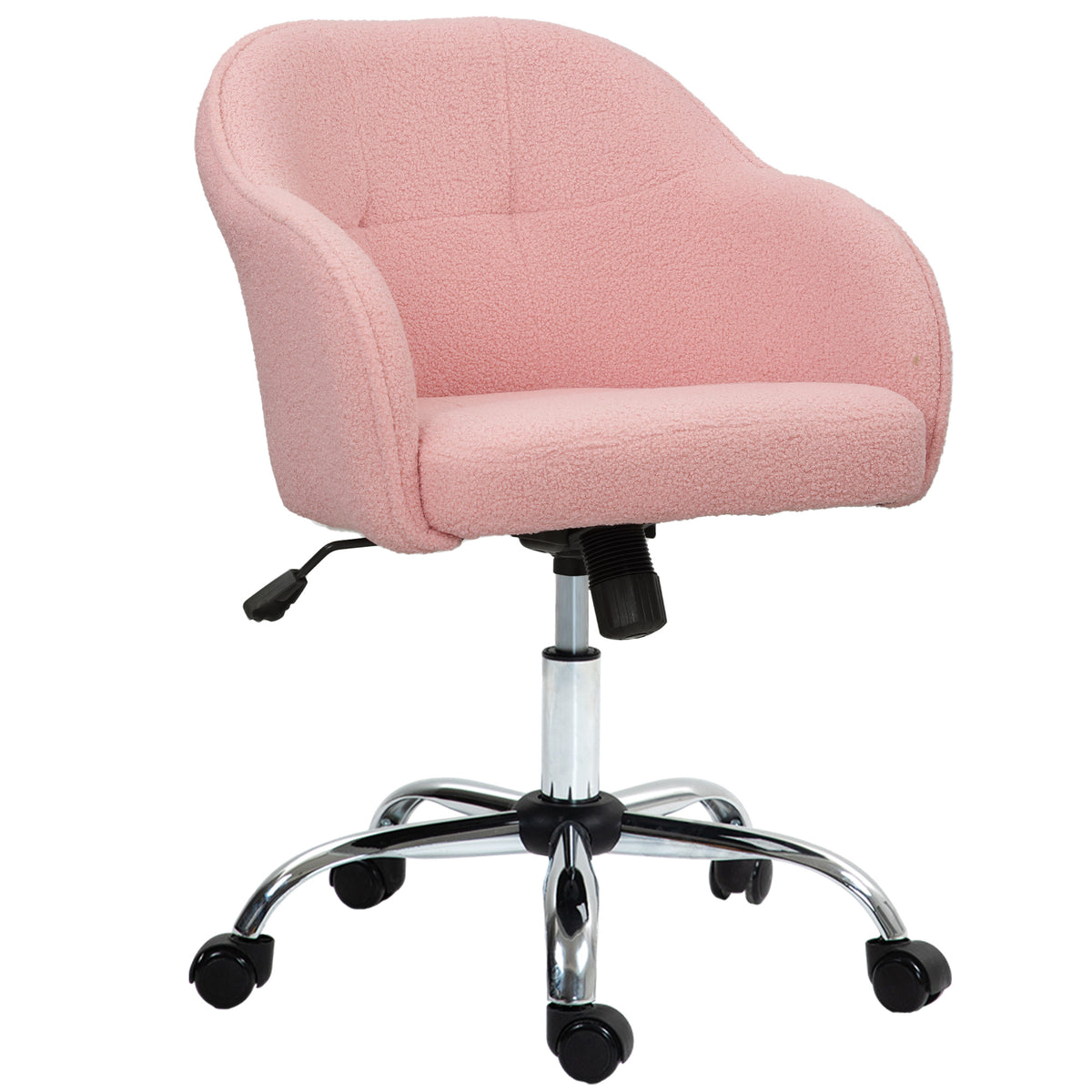 Chaise de bureau, fauteuil de bureau ergonomique, hauteur réglable, assise et dossier rembourrés, rose-0