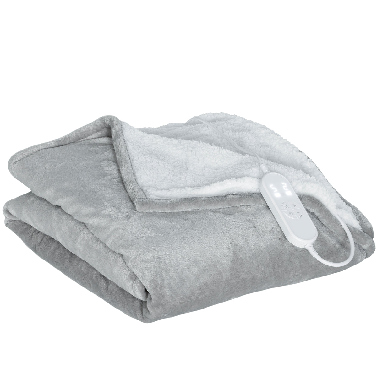 Couverture chauffante, plaid chauffant, 9 niveaux de chauffage, minuterie 9H, lavable en machine, 180x130cm, gris-0