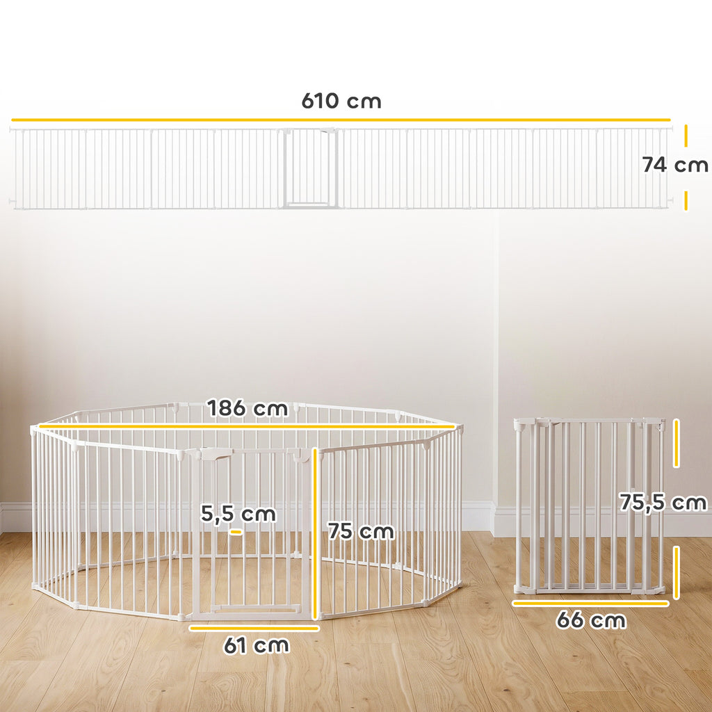 Barrière de sécurité en métal parc enclos pliable et modulable pour chien et enfant 10 panneaux 61 x 75 cm blanc-2