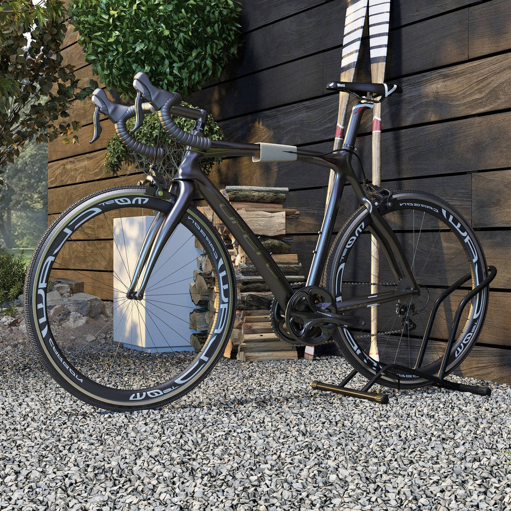 Porte-vélos en acier pour stationnement de vélos support vélo sol pour l'intérieur et l'extérieur 59x41x38 cm Noir-8