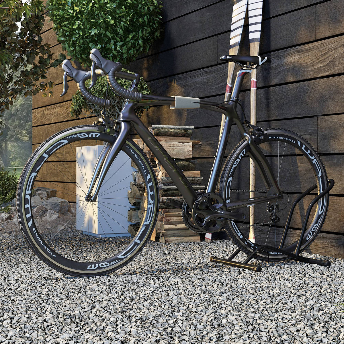 Porte-vélos en acier pour stationnement de vélos support vélo sol pour l'intérieur et l'extérieur 59x41x38 cm Noir-8